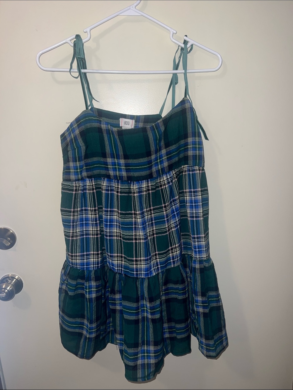 BDG Green and Blue Plaid Babydoll Dress